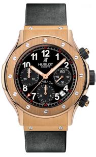 Super B Flyback Chronograph in Rose Gold on Black Rubber Strap with Black Dial