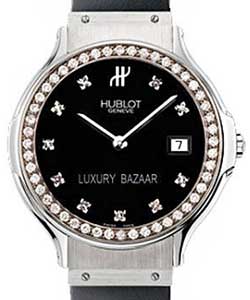 Classic Joaillerie in Steel with Diamond Bezel on Black Rubber Strap with Black Diamond Dial