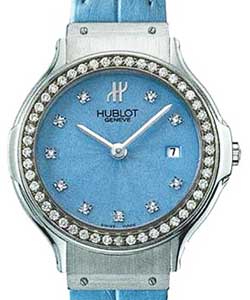 Classic 32mm in Steel with Diamond Bezel on Blue Crocodile Leather Strap with Blue Diamond Dial