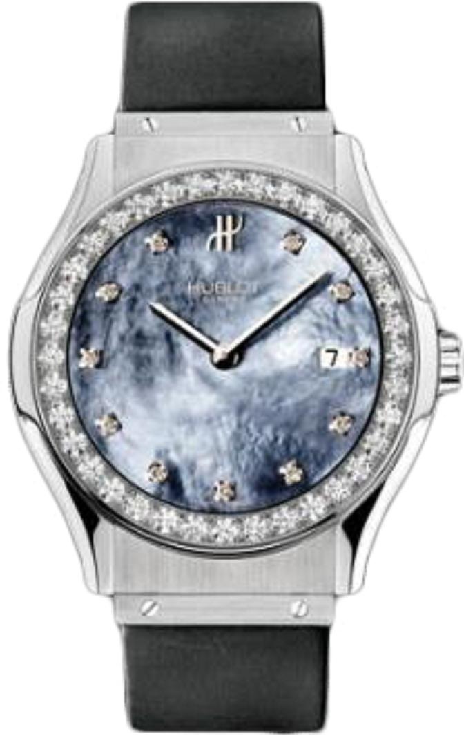 Classic 41mm in Steel with Diamond Bezel on Black Rubber Strap with MOP Diamond Dial