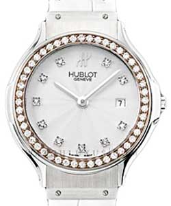 Classic 36mm in Steel with Diamond Bezel on White Crocodile Leather Strap with Silver Diamond Dial