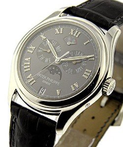 Annual Calendar Ref 5056P with Moonphase in Platinum on Black Leather Strap with Dark Grey Dial - Discontinued