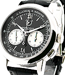 Lange Double-Split Flyback Chronograph in Platinum on Black Crocodile Leather Strap with Black Dial - White Subdials