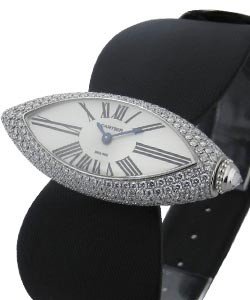 Libre with Diamond Bezel and Case White Gold on Black Strap
