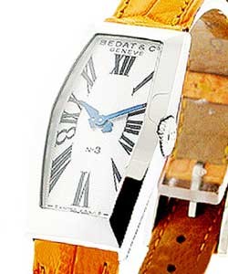 No. 3 in Steel - Ellongated Case on Orange Leather Strap with  Silver Dial