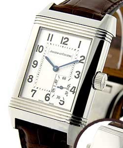 Reverso Grande Reserve in Steel on Brown Crocodile Leather Strap with Silver Dial