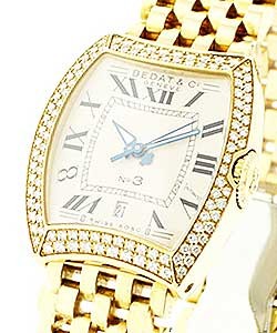 No. 3 in Yellow Gold with 2 Row Diamond Bezel on Yellow Gold Bracelet in Silver Dial