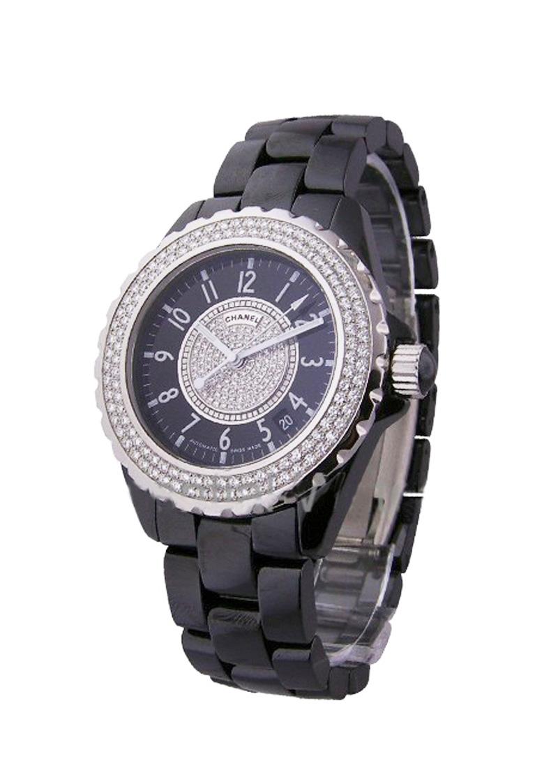 H1709 Chanel J 12 - Black Large Size with Diamonds