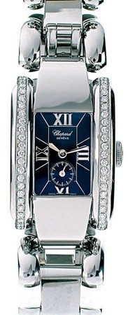 La Strada in Steel with Partial Diamond Bezel - Large Size  On Bracelet with Blue Dial