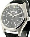 Pilot UTC in Steel on Black Alligator Leather Strap with Black Dial