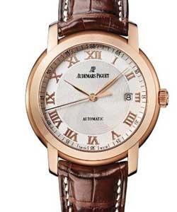 Jules Audemars in Rose Gold on Brown Leather Strap with Silver Dial
