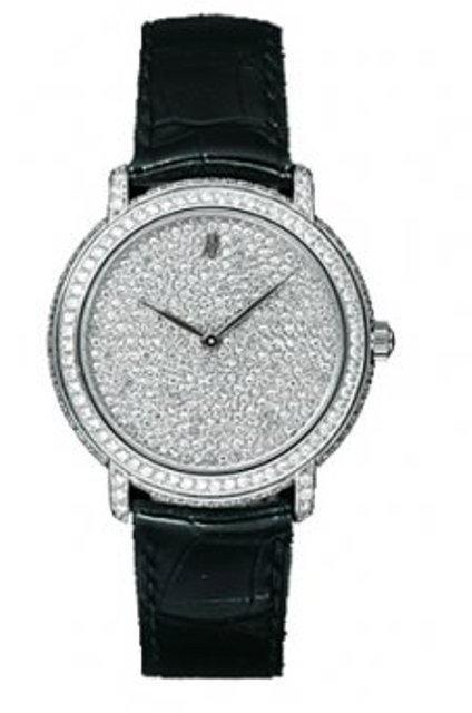 Jules Audemars with Full Pave Dial and Case White Gold on Strap with Pave Diamond Dial & Mechanical 