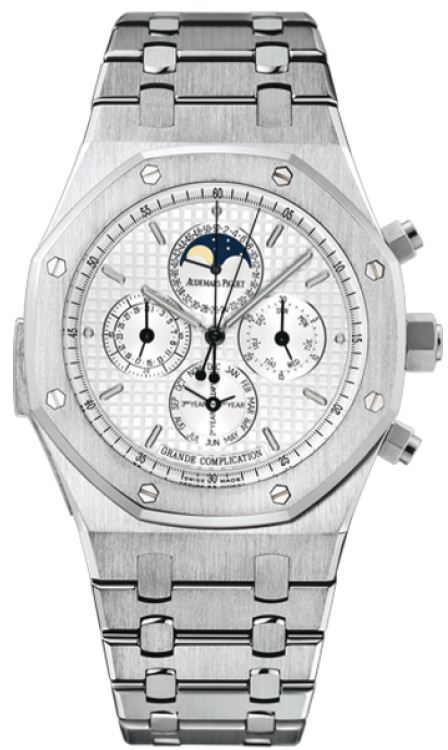 Royal Oak Grande Complication 44mm Automatic in White Gold on White Gold Bracelet with White Dial