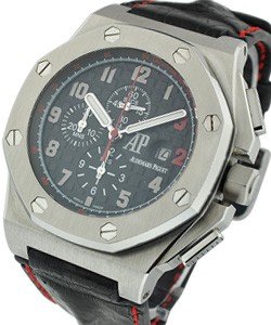 Royal Oak Offshore Shaquille O'Neal in Steel on Black Alligator Leather Strap with Black Dial