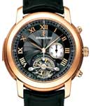 Jules Audemars Tourbillon Chronograph in Rose Gold on Black Crocodile Leather Strap with Black Roman Dial