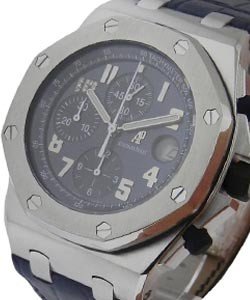 Jay-Z Offshore Platinum on Leather Strap with Blue Dial