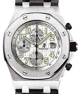 Royal Oak Offshore Chronograph Steel on Strap with White Waffle Dial