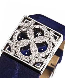 Danae in White Gold on Blue Satin Strap with Blue Diamond Dial
