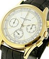 Historiques Chrono in Yellow Gold  on Black Crocodile Leather Strap with Silver Dial