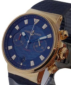 Maxi Marine Blue Seal Chronograph in  Rose Gold On Blue Rubber Strap - Limited to 999pcs!