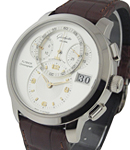 PanoMaticChrono XL in White Gold on Brown Crocodile Leather Strap with Silver Dial