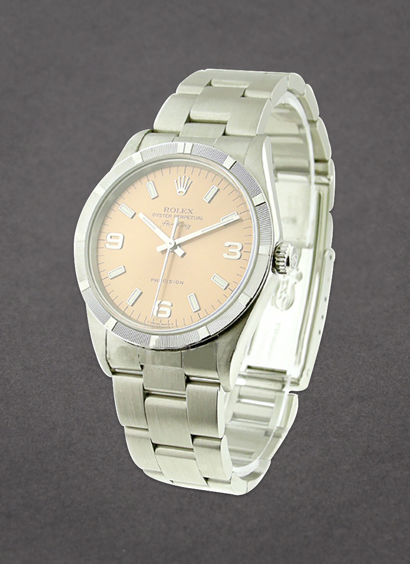 Pre-Owned Rolex Air-King in Steel with Engine Turned Bezel