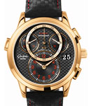 PanoMaticChrono Flyback 39mm Autoamtic in Rose Gold on Black Calfskin Leather Strap with Black Carbon Dial