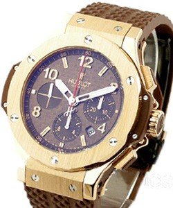 Big Bang Cappuccino 44mm in Rose Gold on Brown Rubber Strap with Brown Dial