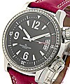 Master Compressor Automatic in Steel with Diamond Bezel on Pink Calfskin Leather Strap with Black Dial