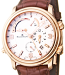 Leman  GMT Alarm 40mm Automatic in Rose Gold on Brown Crocodile Leather Strap with Silver Dial
