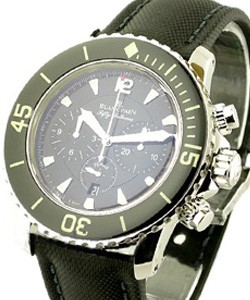 Fifty Fathoms Chronograph in Steel on Black Canvas Strap with Black Dial