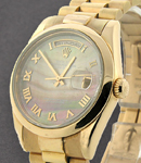 Presidential - Rose Gold - Smooth Bezel - 36mm  on President Bracelet with Black Mother of Pearl Dial