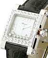  Happy Sport Square with Baguette Diamond Bezel White Gold on Strap