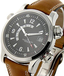 Master Compressor Memovox in Steel  on Brown Calfskin Leather Strap with Black Dial