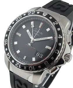 Sport Evolution GMT 42mm Automatic in Steel with PVD Coated Steel Bezel on Black Durable Rubber Strap with Black Dial