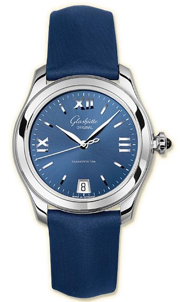 Lady Serenade 36mm Automatic in Steel on Blue Satin Strap with Blue Dial