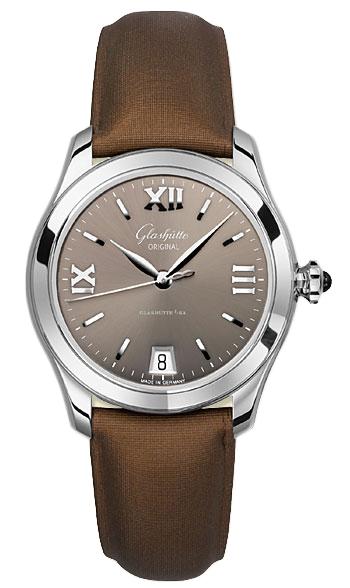 Lady Serenade 36mm Automatic in Steel on Brown Satin Strap with Brown Dial