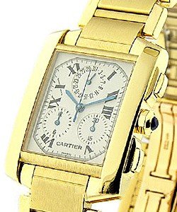 Tank Francaise Chronograph in Yellow Gold on Yellow Gold Bracelet with Silver Dial