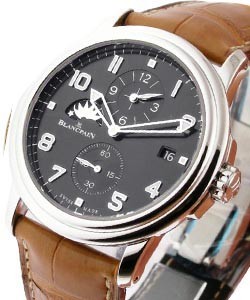 Leman GMT & 2nd Time Zone 40mm Automatic in Steel on Brown Crocodile Leather Strap with Black Dial