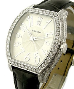 The Prince's Foundation in White Gold with Pave Diamond Case on Black Alligator Leather Strap with Silver Dial