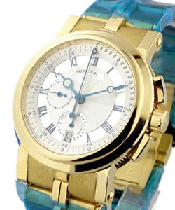 Marine II Chronograph 42mm Automatic in Yellow Gold on Yellow Gold Bracelet with Silver Guilloche Dial