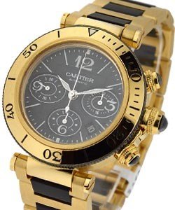 Seatimer Pasha Chronograph in Yellow Gold on Yellow Gold with Rubber Centerlinks with Black Dial