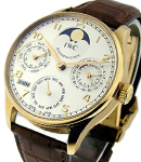 Portuguese Perpetual Calendar II in Rose Gold on Brown Crocodile Leather Strap with Ivory Dial