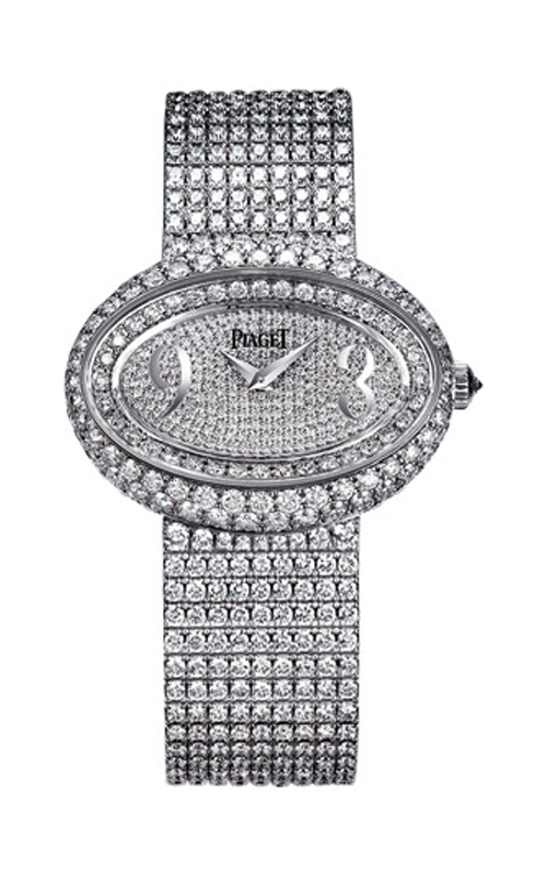 Limelight Oval in White Gold with Diamond Bezel on White Gold Pave Diamond Bracelet with Pave Diamond Dial