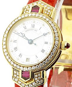Lady's Elegant Classique with Diamond Bezel Yellow Gold on Strap with Ruby Lugs