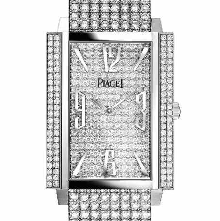 Black Tie 1967 Large Size in White Gold with Diamond Bezel on White Gold Diamond Bracelet with Pave Diamond Dial