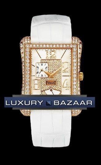 Black Tie Emperador - Power Reserve in Rose Gold with Diamond Bezel on White Crocodile Leather Strap with Mother of Pearl Dial