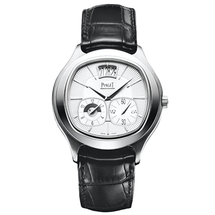 Emperador Cushion in Platinum on Black Crocodile Leather Strap with Silver Dial