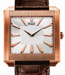 Black Tie Protocole XXL in Rose Gold on Brown Crocodile Leather Strap with Silver Guilloche Dial