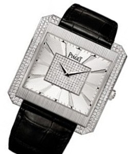 Black Tie Protocole XXL in White Gold with Diamond Bezel on Black Crocodile Leather Strap with Silver Dial